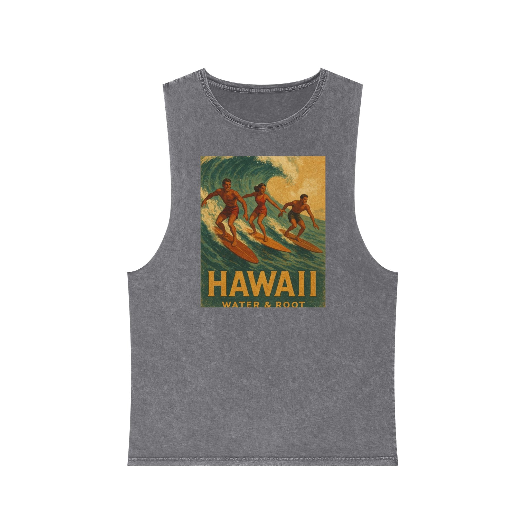 Unisex Stonewash Tank Top  Hawaii Surf Retro Shirt  Vintage Surfer Welle  Aloha Spirit im 40er-Jahre Look